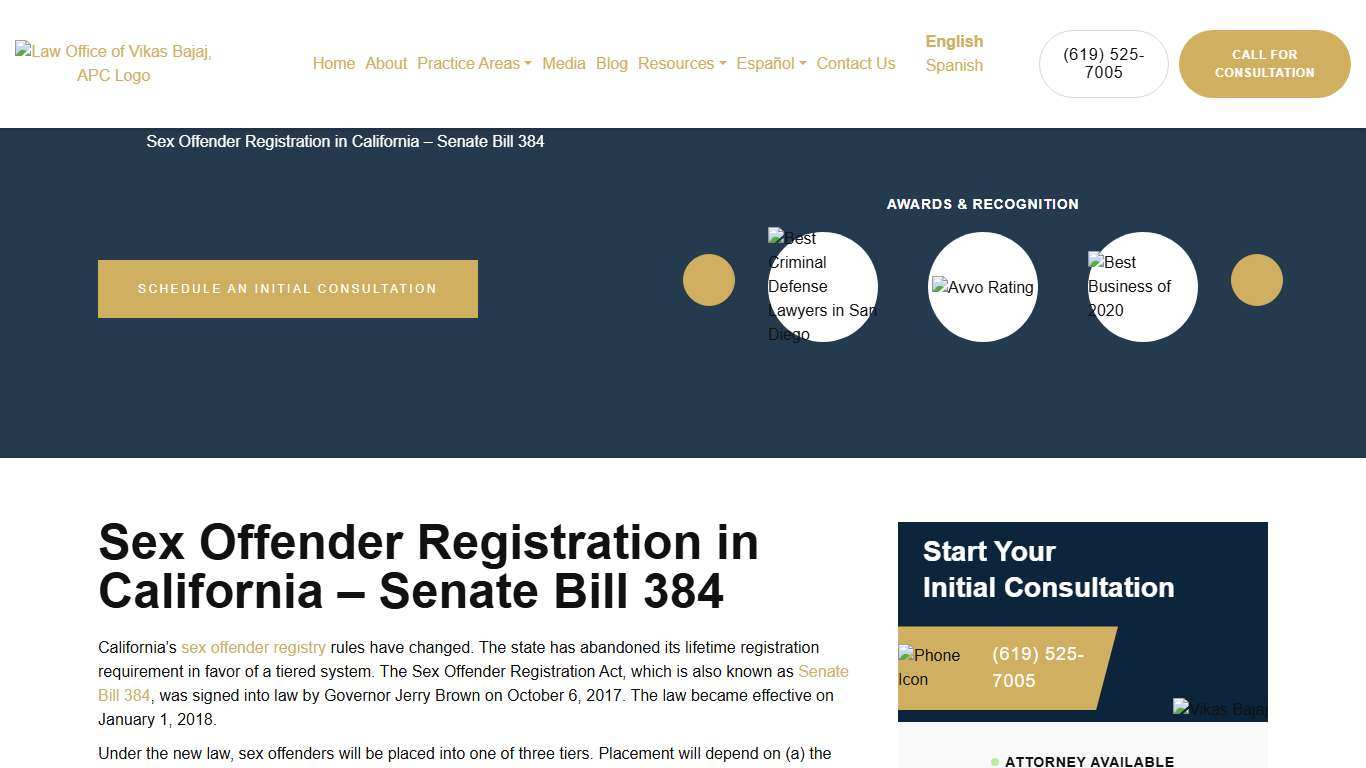 Sex Offender Registration in California – Senate Bill 384