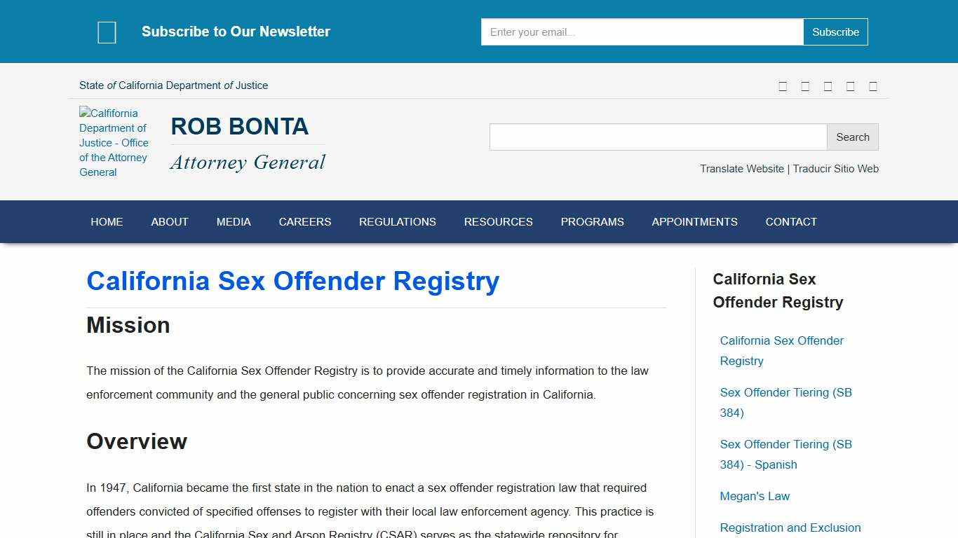 California Sex Offender Registry State of California - Department of Justice - Office of the Attorney General